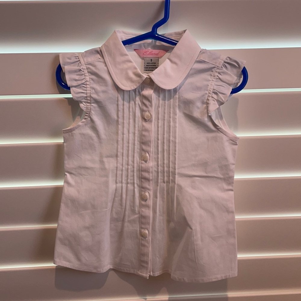 E-land Kids sleeveless white button down
